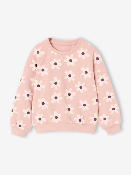 Round-neck sweatshirt for girls ecru+ivory+pale pink+taupe 