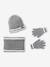 Hat, snood and gloves set for boys marl grey+night blue 
