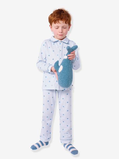 Button-through star-print pyjamas by CYRILLUS light blue 