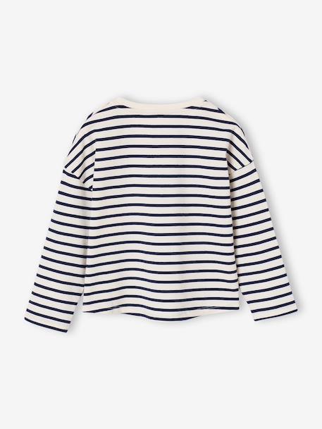 Striped long-sleeved T-shirt for girls mauve+navy blue+sweet pink 