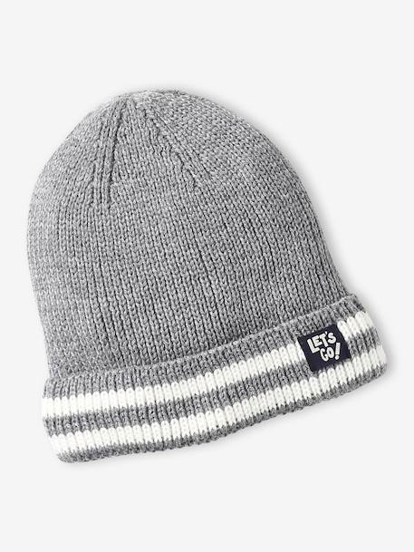 Hat, snood and gloves set for boys marl grey+night blue 