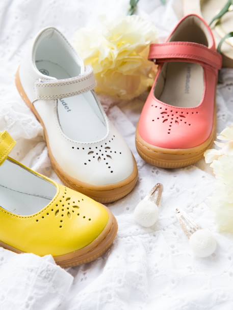Ballet Pumps for Girls, Designed for Autonomy White+Yellow+YELLOW DARK SOLID 