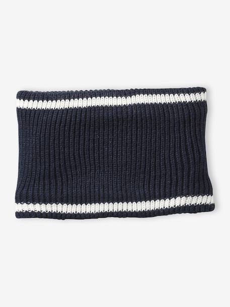 Hat, snood and gloves set for boys marl grey+night blue 
