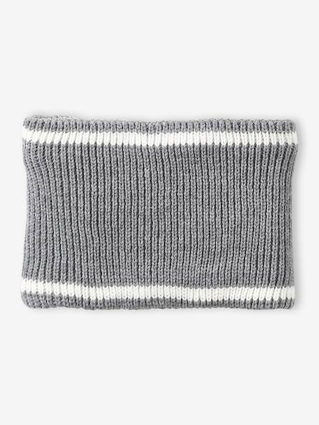 Hat, snood and gloves set for boys marl grey+night blue 