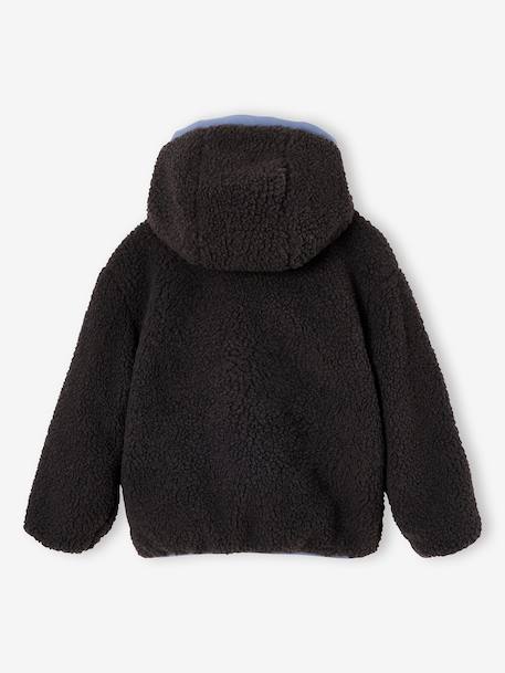 Reversible hooded jacket for boys fir green+grey blue 