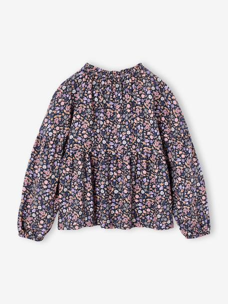Printed blouse for girls anthracite+vanilla 