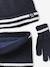 Hat, snood and gloves set for boys marl grey+night blue 