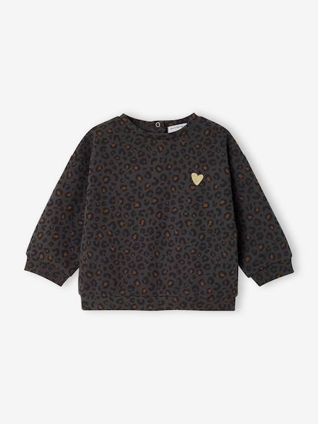 Leopard Sweatshirt for Baby & Mum, Capsule Collection by ENVIE DE FRAISE beige+dark grey 