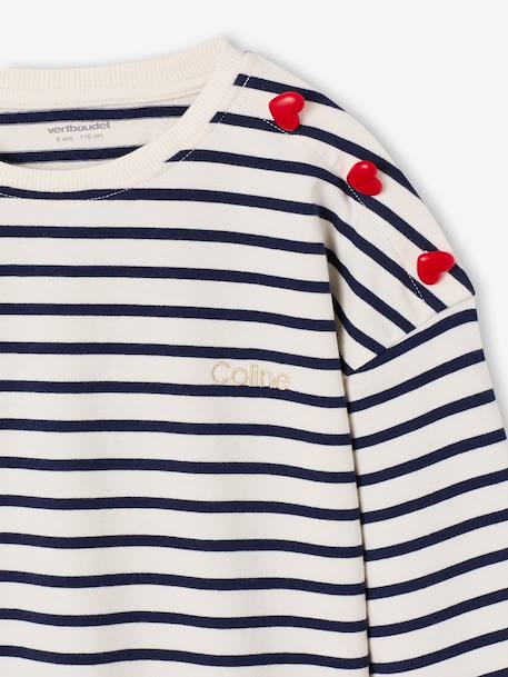 Striped long-sleeved T-shirt for girls mauve+navy blue+sweet pink 