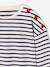 Striped long-sleeved T-shirt for girls mauve+navy blue+sweet pink 