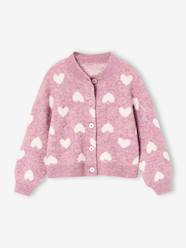 Girls- Cardigan with Jacquard Knit Hearts for Girls