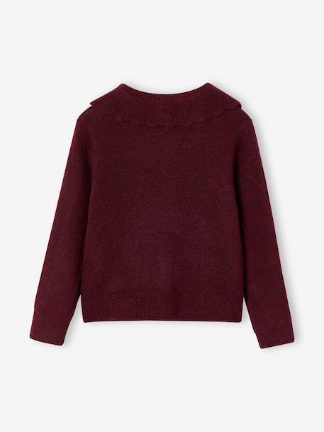 Buttoned collar cardigan for girls bordeaux red 