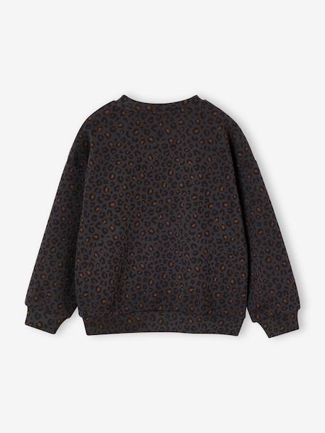 Leopard Sweatshirt for Girls, Mother/Daughter Capsule Capsule, ENVIE DE FRAISE beige+dark grey 