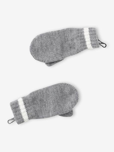 Hat, snood and gloves set for boys marl grey+night blue 