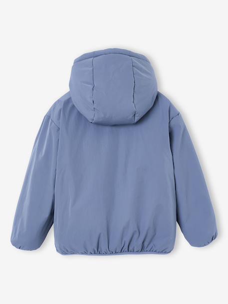 Reversible hooded jacket for boys fir green+grey blue 