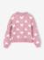 Cardigan with Jacquard Knit Hearts for Girls golden beige+lilac+old rose 
