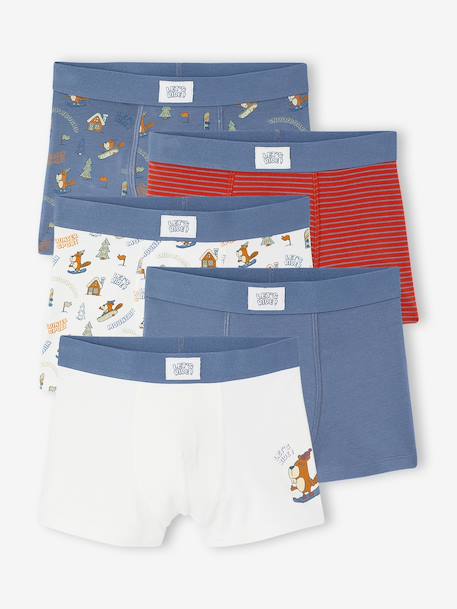 Pack of 5 boxer shorts for boys denim blue 