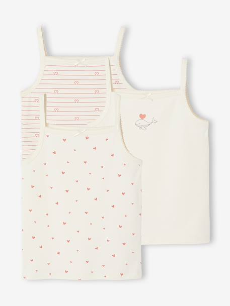 Pack of 3 camisoles for girls beige 