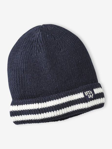 Hat, snood and gloves set for boys marl grey+night blue 