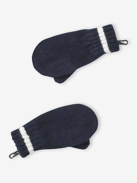 Hat, snood and gloves set for boys marl grey+night blue 