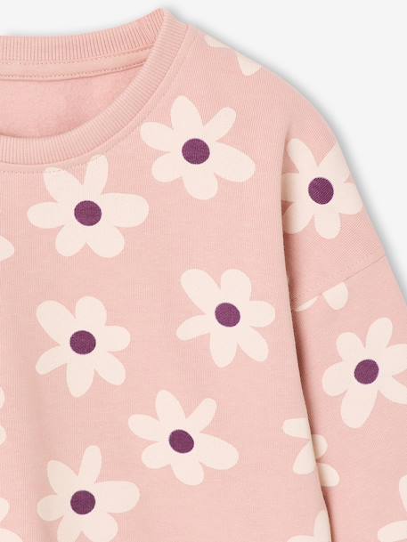 Round-neck sweatshirt for girls ecru+ivory+pale pink+taupe 