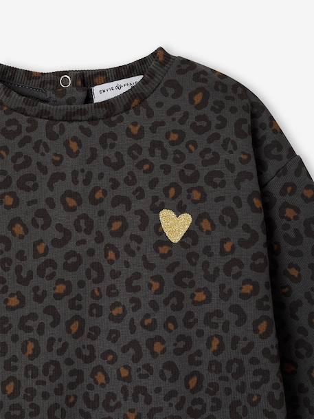 Leopard Sweatshirt for Baby & Mum, Capsule Collection by ENVIE DE FRAISE beige+dark grey 