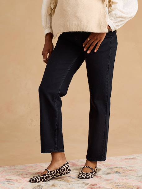 Maternity mom jeans black denim+stone 
