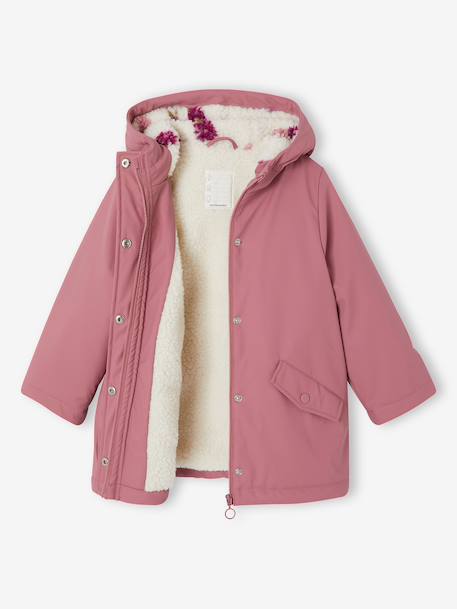 Raincoat with Sherpa Lining for Girls anthracite+green+indigo+mauve+multicoloured 