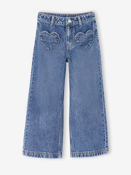 Wide-leg jeans for girls brut denim+medium blue 
