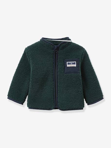 Sherpa zip-up cardigan for baby by CYRILLUS fir green 