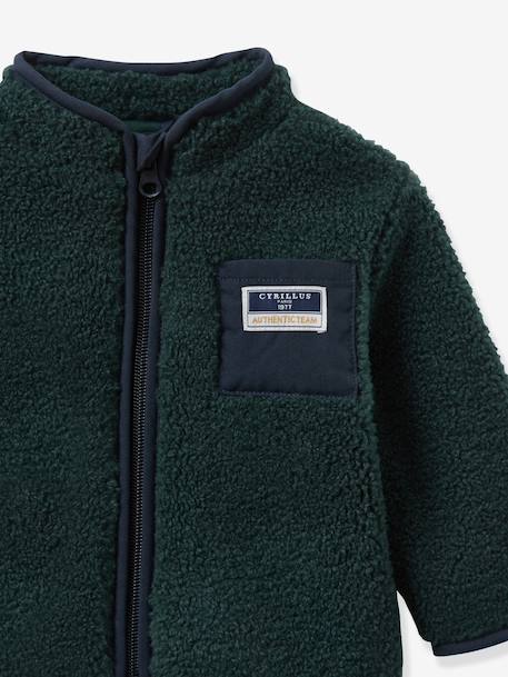 Sherpa zip-up cardigan for baby by CYRILLUS fir green 