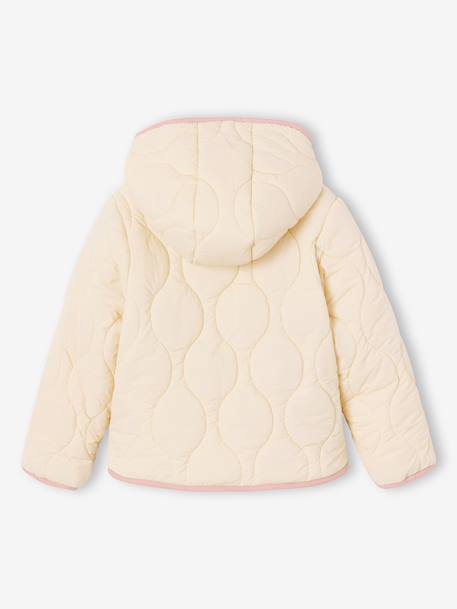 Lightweight puffer jacket for girls dusky pink+vanilla 