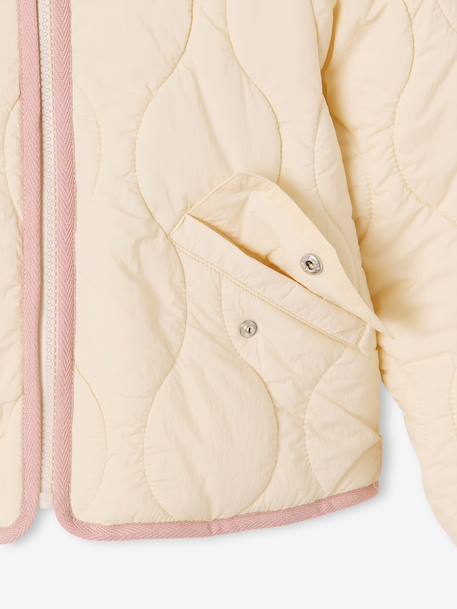 Lightweight puffer jacket for girls dusky pink+vanilla 