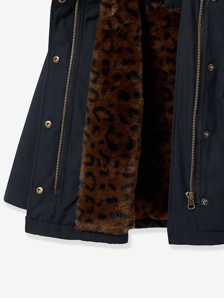 Leopard parka by CYRILLUS navy blue 