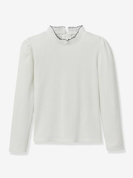 Frill neck base layer top by CYRILLUS ecru 