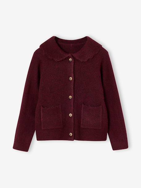 Buttoned collar cardigan for girls bordeaux red 