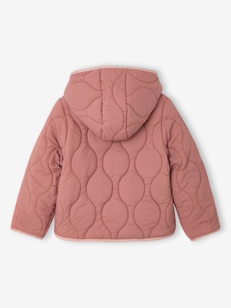 Lightweight puffer jacket for girls dusky pink+vanilla 