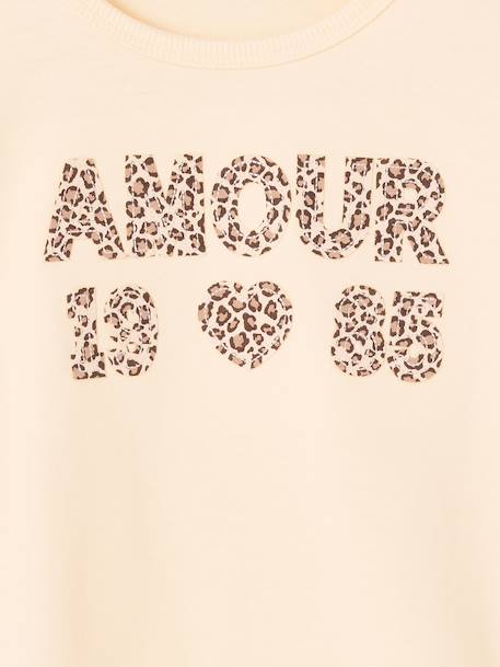 Long-sleeved T-shirt for girls ecru+mauve 