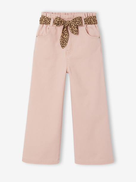 Wide-leg trousers for girls camel+rosy 
