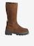 Leather zip-up boots for girls brown 