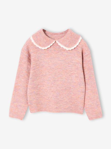 Romantic collar jumper for girls blush 