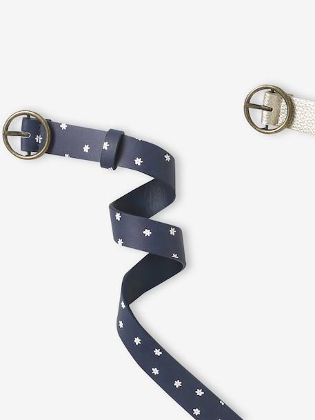 Pack of 2 adjustable belts for girls navy blue 