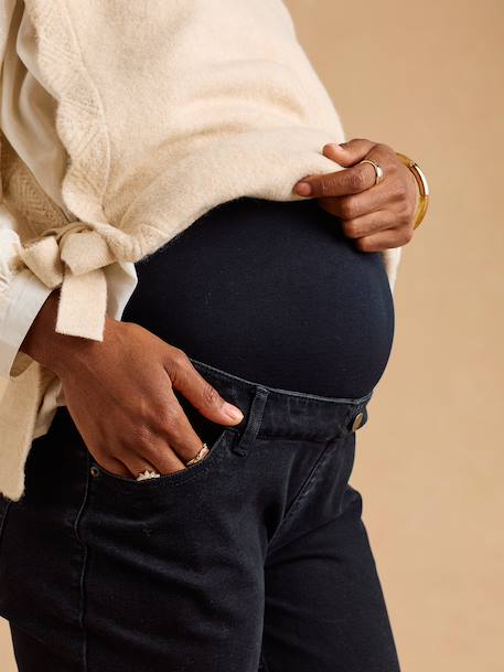 Maternity mom jeans black denim+stone 