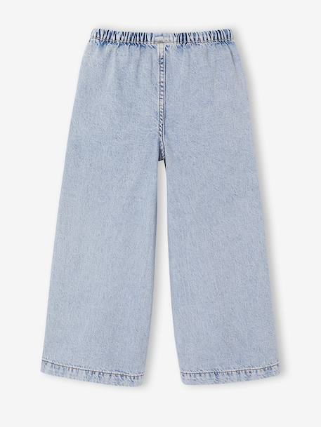 Wide-leg trousers for girls bleached denim+medium blue 