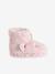 Faux fur high-top slippers for children printed beige+rose 
