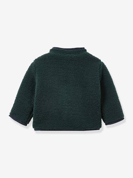 Sherpa zip-up cardigan for baby by CYRILLUS fir green 
