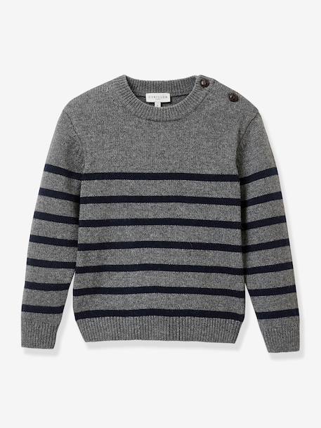 Striped knit jumper by CYRILLUS grey 