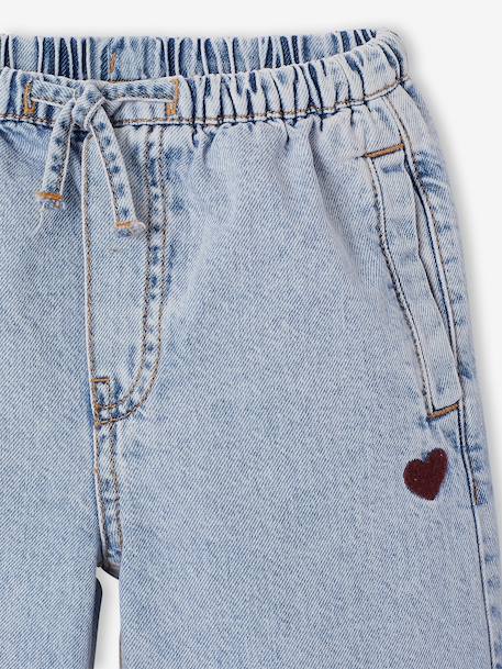 Wide-leg trousers for girls bleached denim+medium blue 