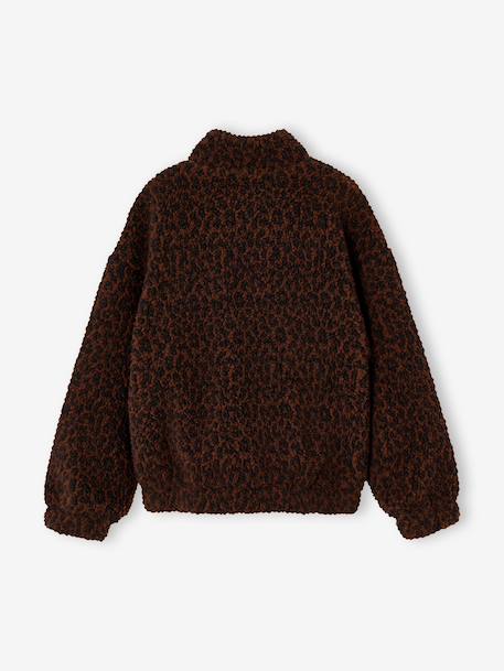 Sherpa sweatshirt with zipped high neck for girls chocolate 