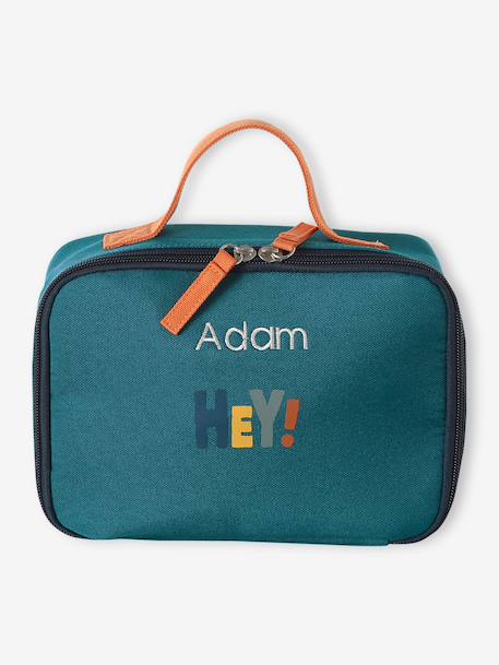 Boy's personalised snack bag in polyester dark green 